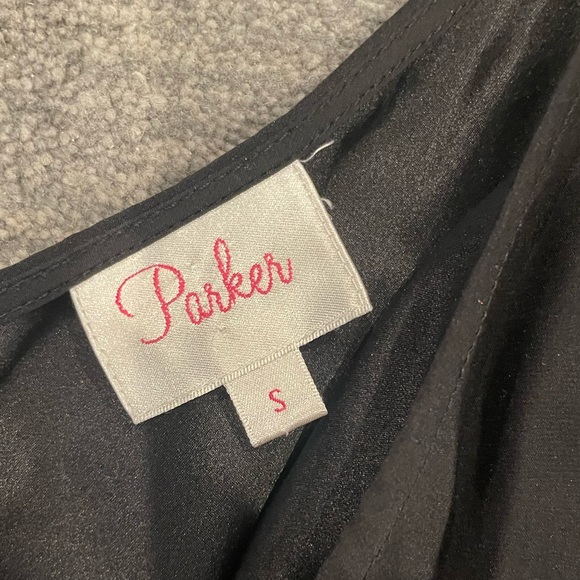 Parker One Shoulder Black Silk Mini Dress size small - Picture 3 of 5